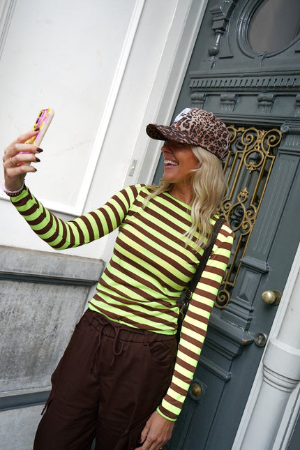 STREEP LONGSLEEVE INDY NEONGROEN BRUIN