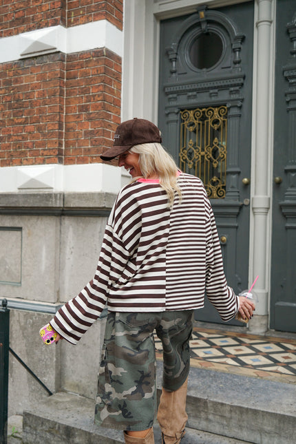 STREEP LONGSLEEVE DRESS FOR YOURSELF BRUIN ECRU