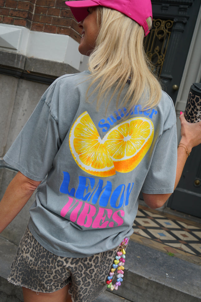 T-SHIRT LEMON VIBES GRIJS