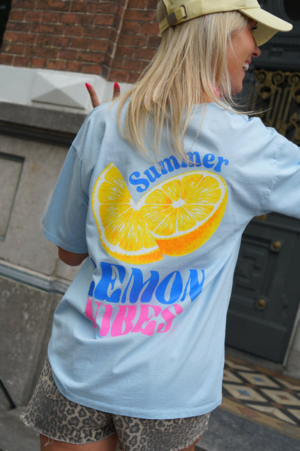 T-SHIRT LEMON VIBES BLAUW