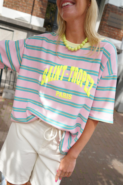STREEP TOP SAINT TROPEZ BLAUW ROZE