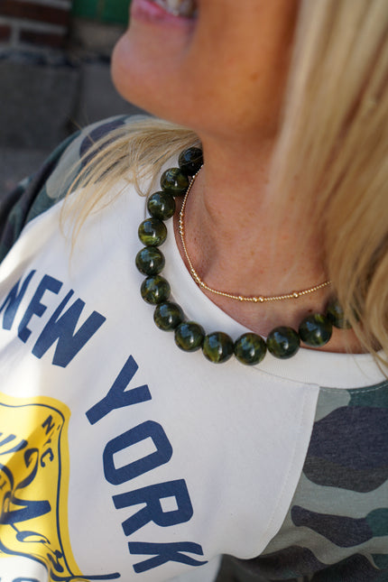 CHUNKY KETTING BELLA GEMELEERD GROEN