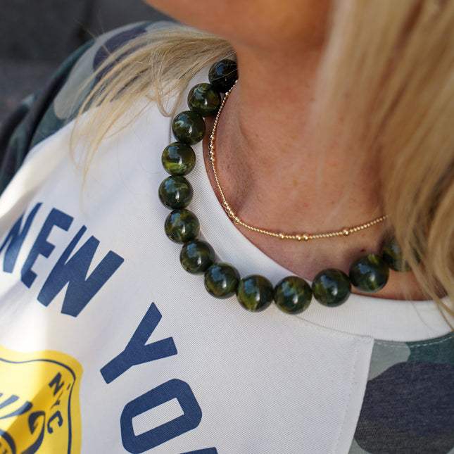 CHUNKY KETTING BELLA GEMELEERD GROEN