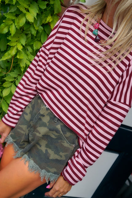 STREEP LONGSLEEVE KIM BORDEAUX ROZE