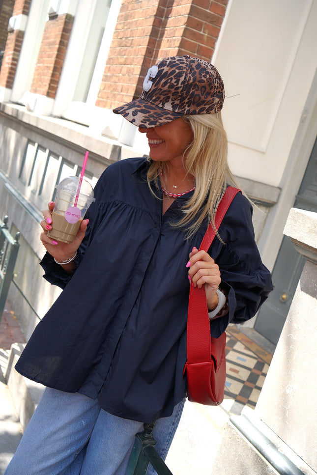 KATOENEN BLOUSE SAAR NAVY
