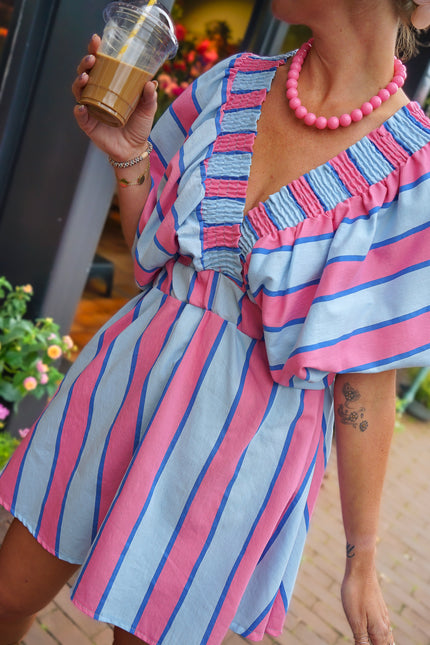 STREEP JURK LIVIA BLAUW ROZE