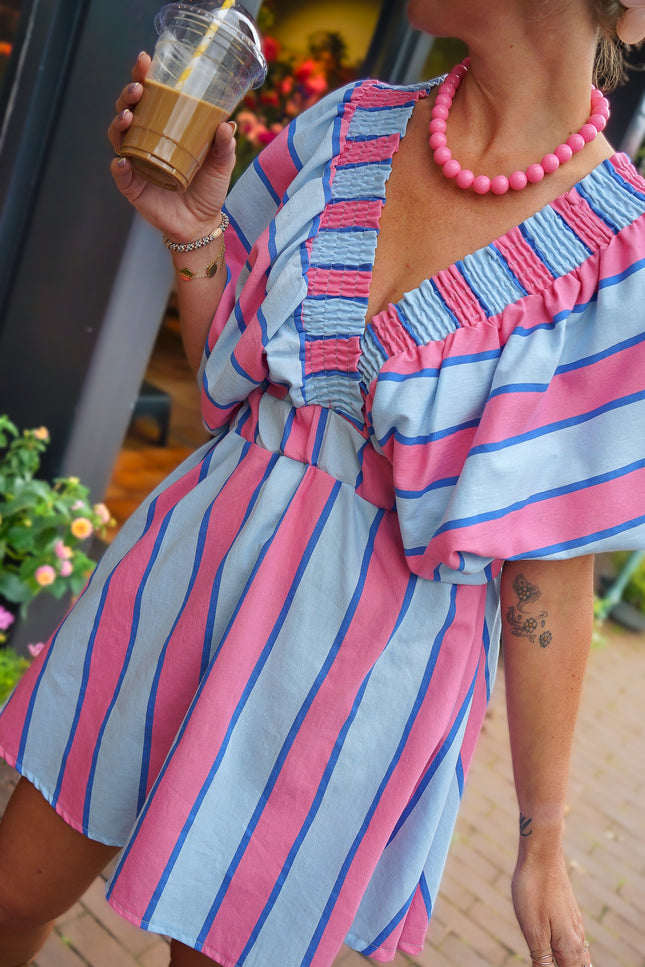 STREEP JURK LIVIA BLAUW ROZE