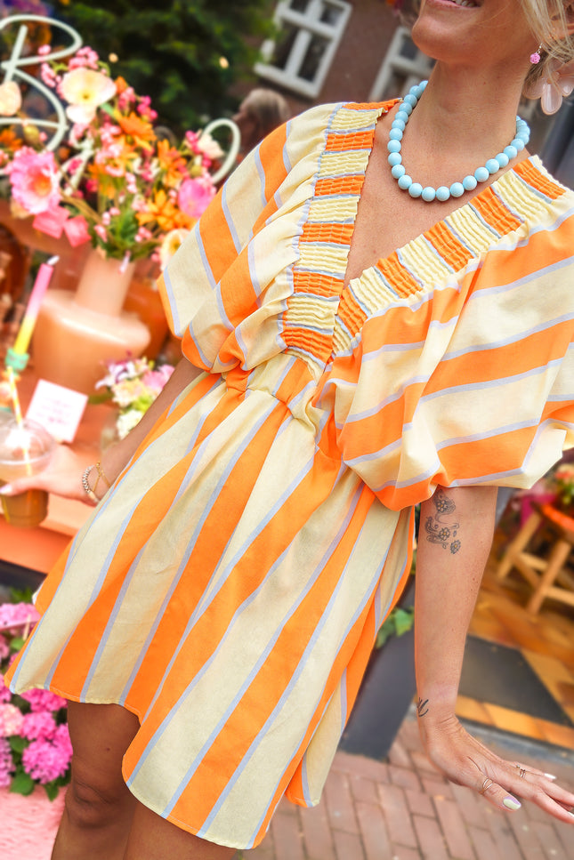 STREIFENKLEID LIVIA ORANGE GELB
