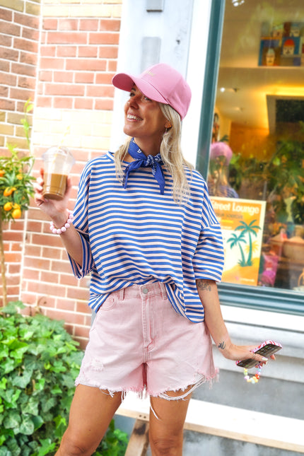 STREEP TOP EVI BLAUW ROZE