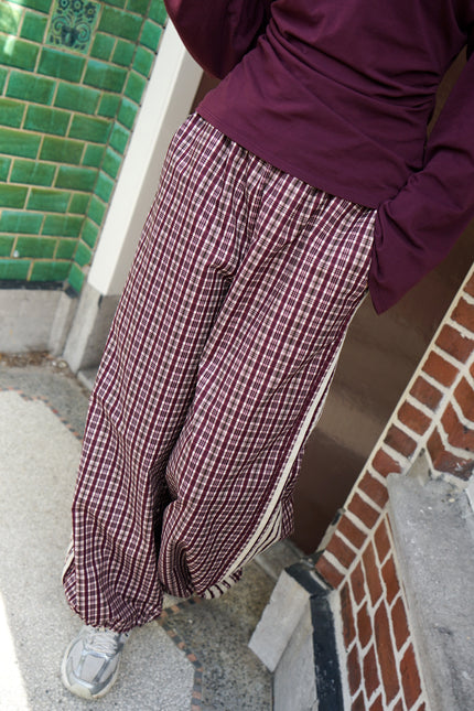 Jogger Elke Geruit Aubergine