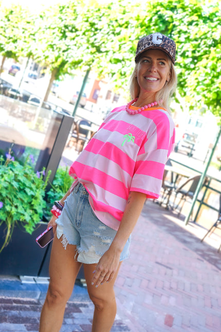 STREEP T-SHIRT SAINT TROPEZ ROZE