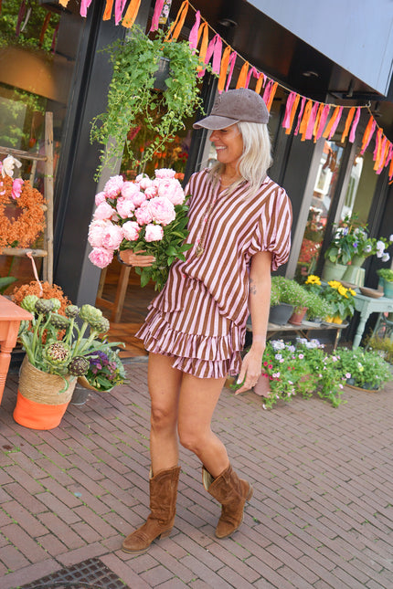 STREEP SET VEERLE BRUIN ROZE