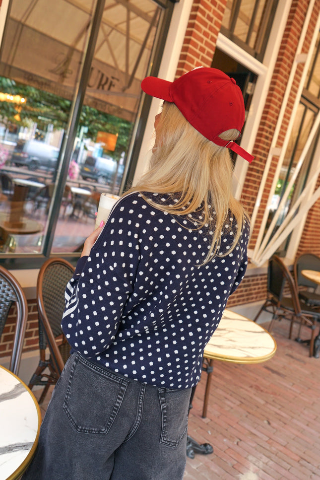 GEBREIDE SWEATER POLKA DOTS NAVY