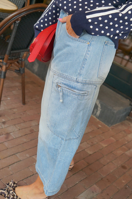 CROPPED JEANS ZIPPER LICHTBLAUW
