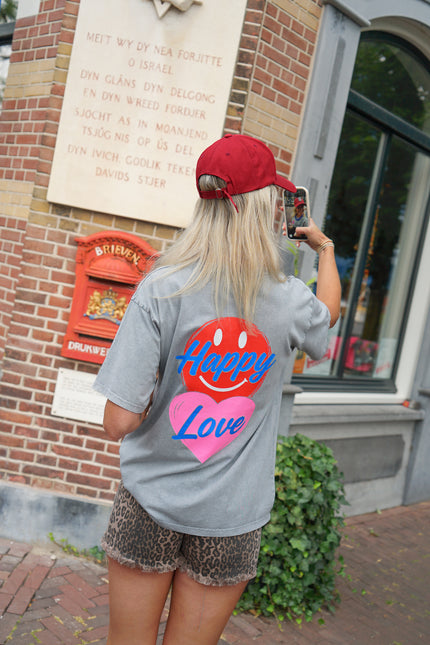 T-SHIRT HAPPY LOVE GRIJS