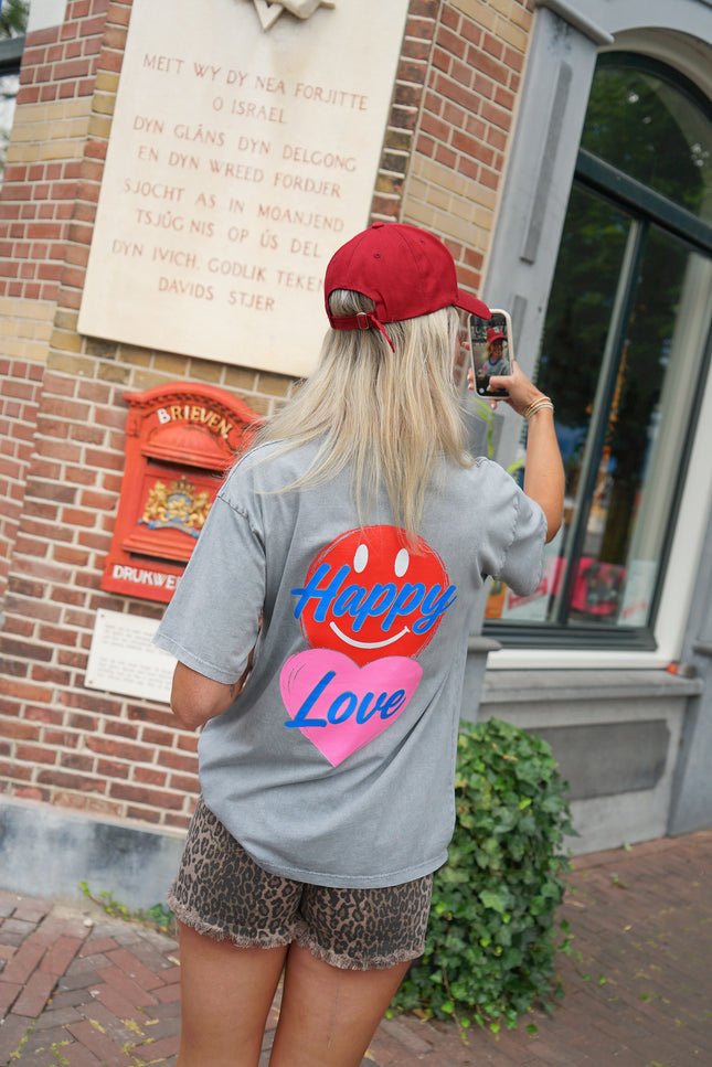 T-SHIRT HAPPY LOVE GRIJS