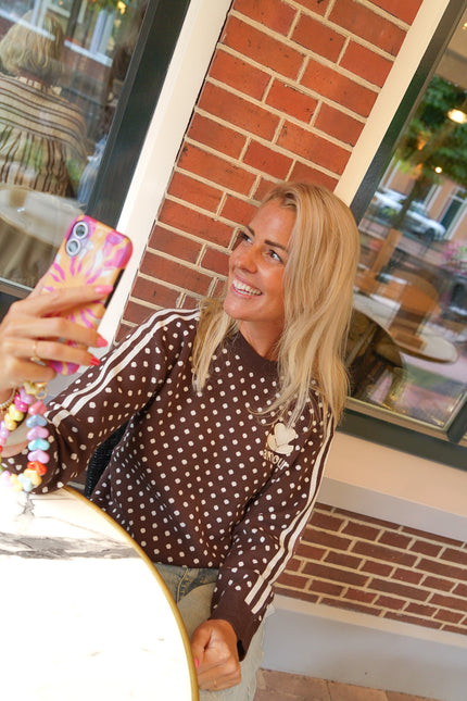 GEBREIDE SWEATER POLKA DOTS BRUIN