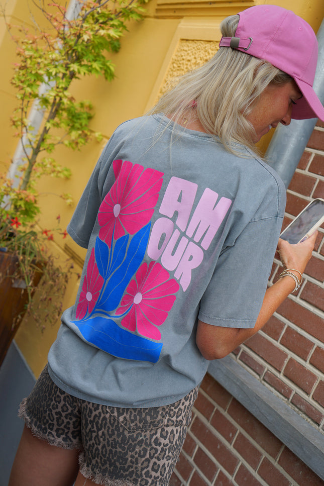 T-SHIRT AMOUR GRIJS