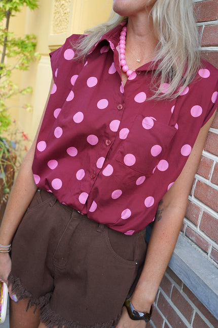 BLOUSE DOTS BURGUNDY