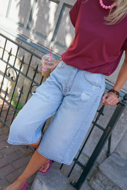 DENIM BERMUDA RIV BLAUW
