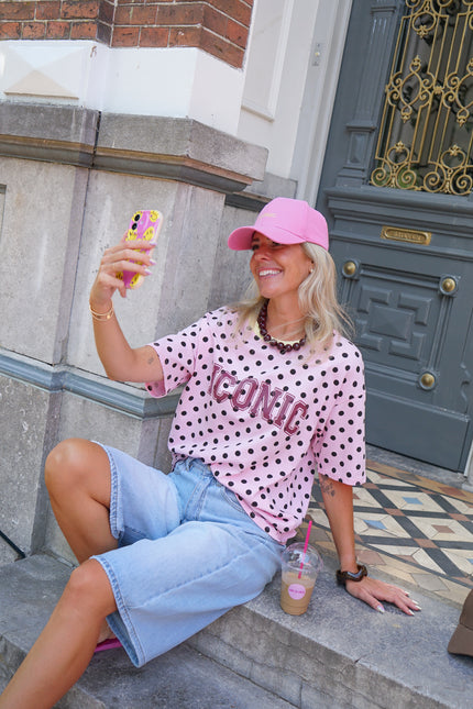T-SHIRT DOTS ICONIC BORDEAUX GEEL
