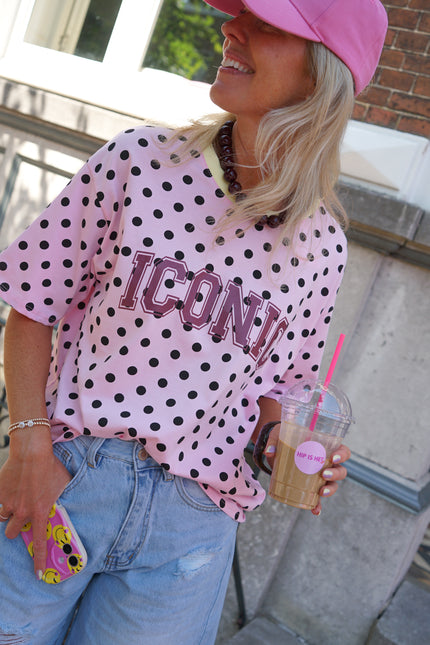 T-SHIRT DOTS ICONIC BORDEAUX GEEL