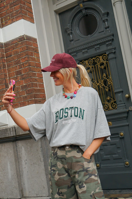 OVERSIZED TEE BOSTON GRIJS