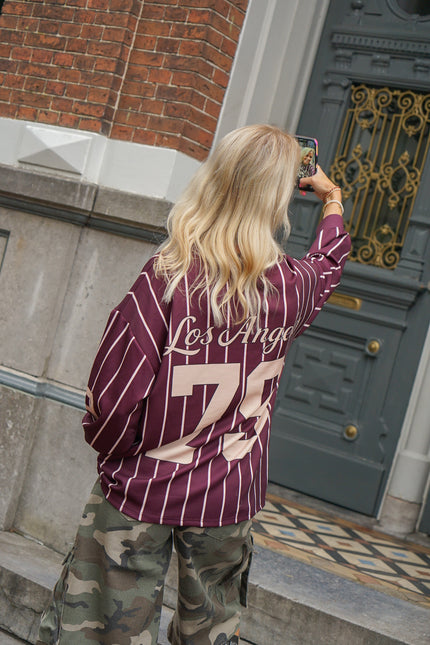 BASEBALL LONGSLEEVE BORDEAUX