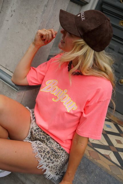 T-SHIRT BONJOUR CHÉRI ROSA