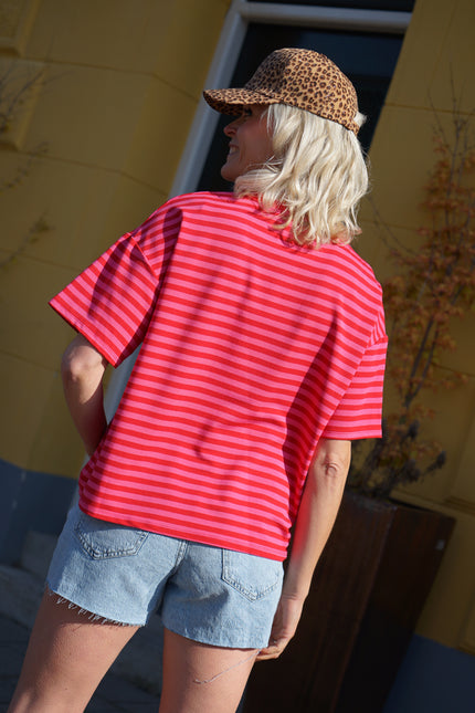 T-SHIRT STREEP MILA ROOD ROZE
