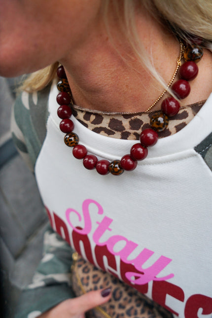 CHUNKY KETTING BORDEAUX PANTER