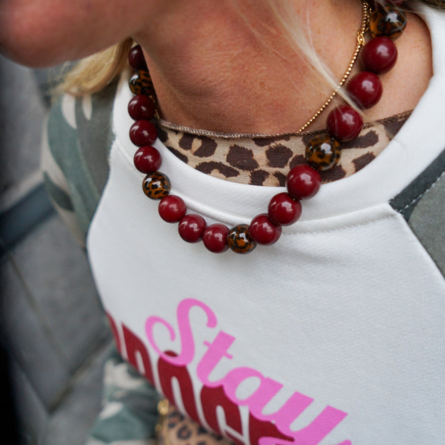 CHUNKY KETTING BORDEAUX PANTER