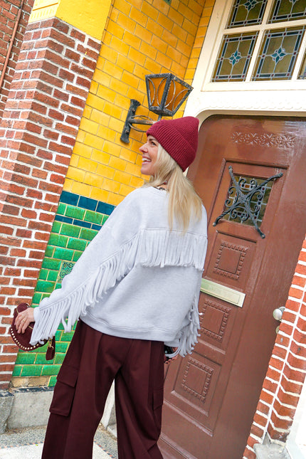 Sweater Fleur Franjes Grijs