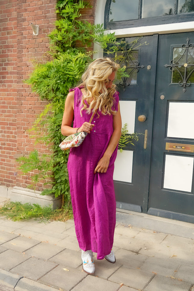 LINNEN JURK YARA MAGENTA