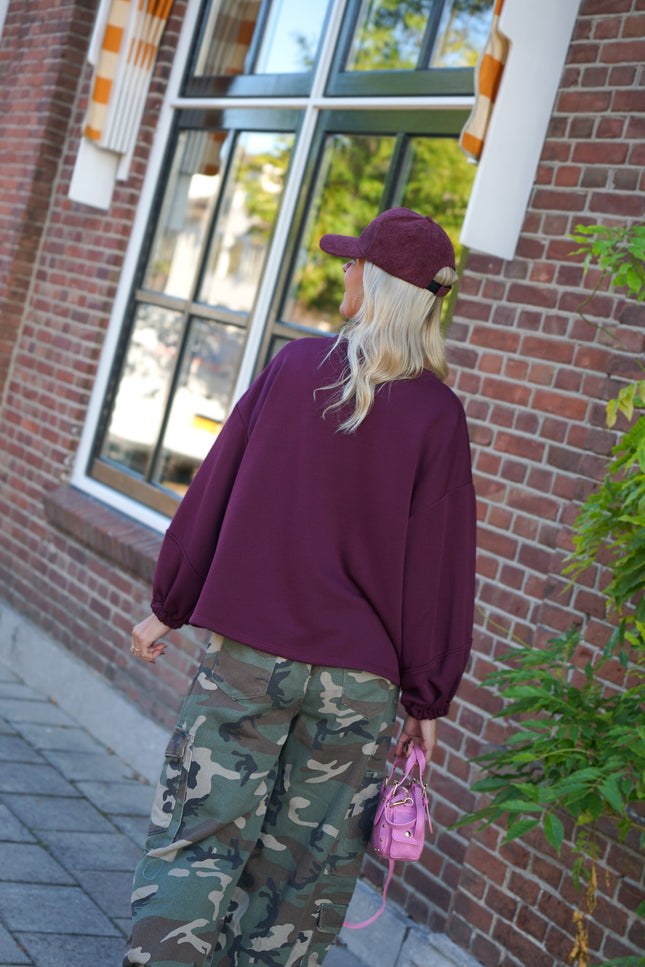 SWEATER BISOUS AUBERGINE BEIGE