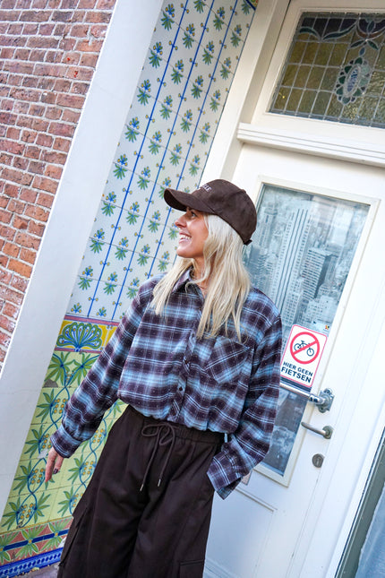 Geruite Blouse Hilde Glitter Blauw Bruin