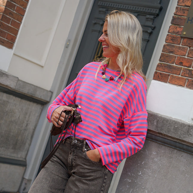 STREIFEN LONGSLEEVE KIM BRAUN ROSA