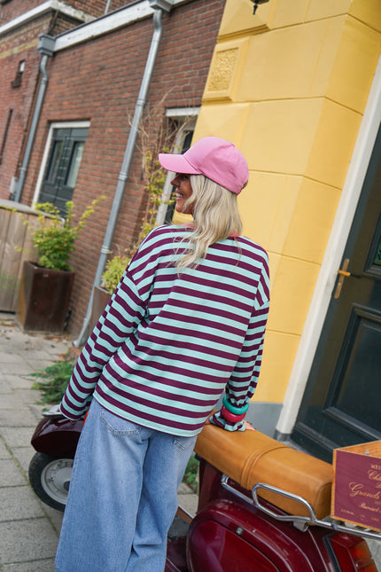 STREEP LONGSLEEVE SPICE IT UP BLAUW