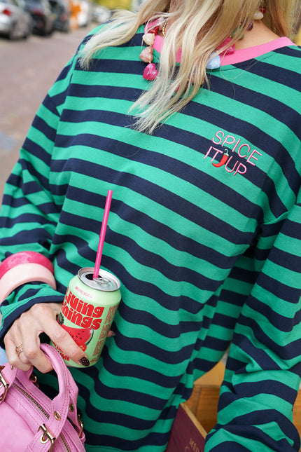 STREEP LONGSLEEVE SPICE IT UP GROEN