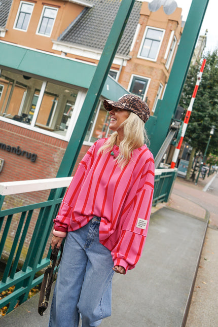 STREEP SWEATER LIFE ISN'T PERFECT ROZE ROOD
