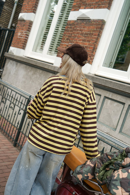STREEP LONGSLEEVE SPICE IT UP GEEL