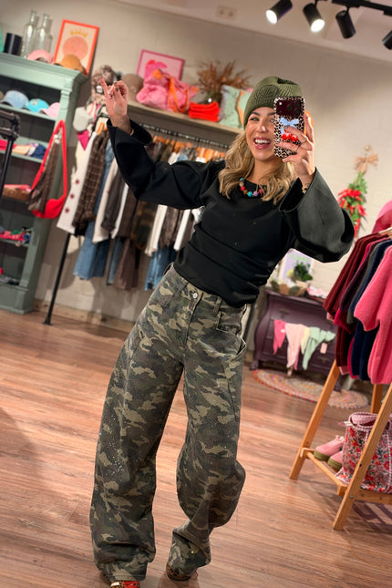 BALLOON JEANS GABY ARMY GLITTER