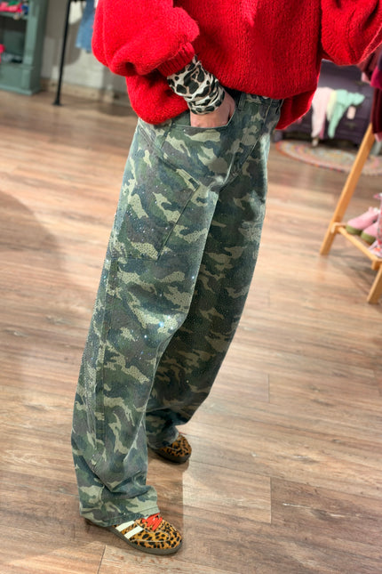 BALLOON JEANS GABY ARMY GLITTER