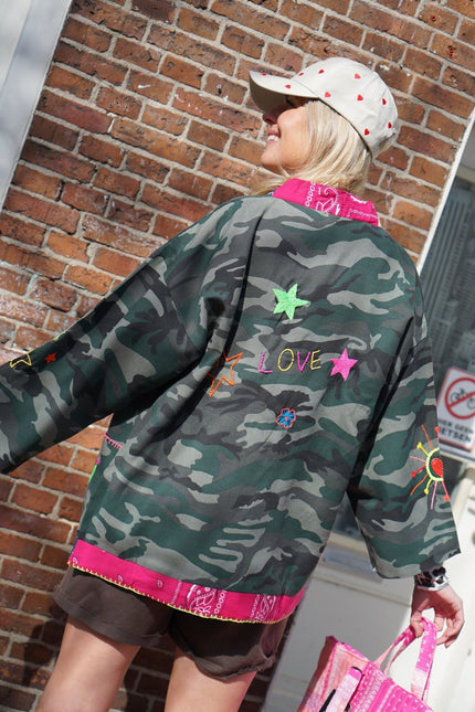 ARMY JACKET PAISLEY LOVE GROEN - Hipishet
