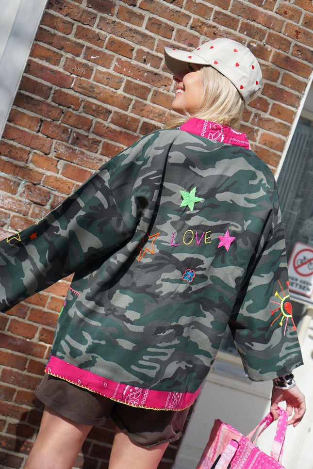 ARMY JACKET PAISLEY LOVE GROEN - Hipishet