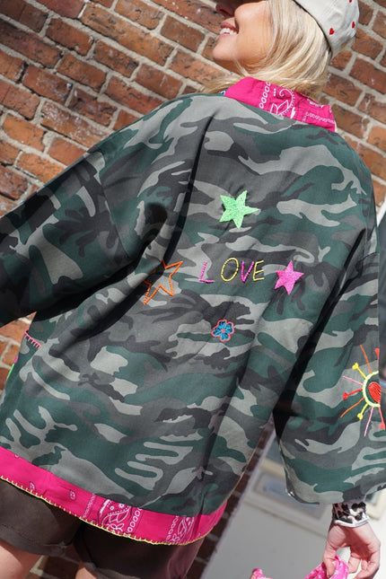 ARMY JACKET PAISLEY LOVE GROEN - Hipishet