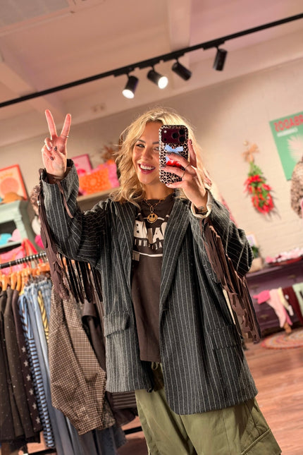 BLAZER FRANJES TAMARA GRIJS - Hip is het