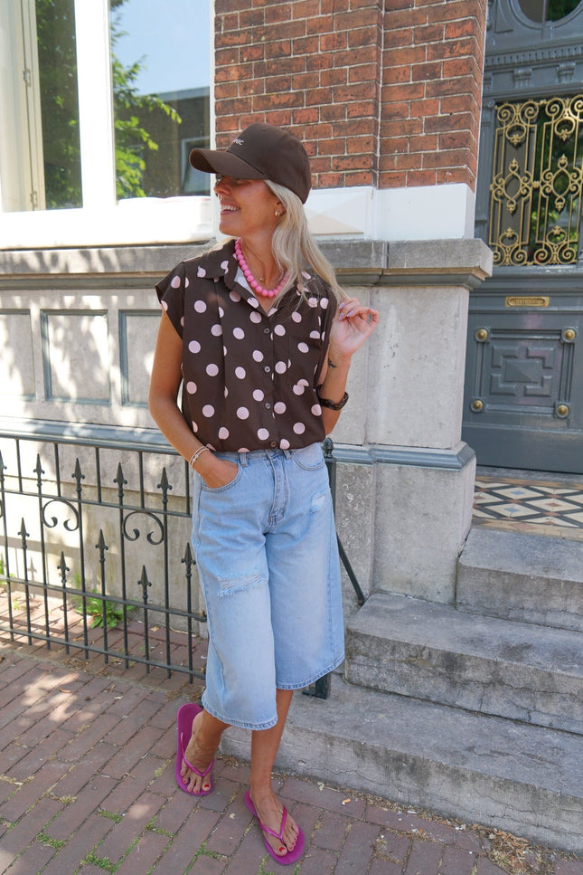 BLOUSE DOTS BRUIN - Hipishet