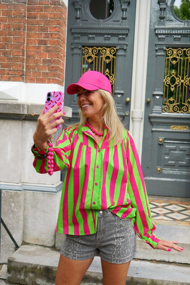 BLOUSE KATY GROEN ROZE - Hipishet