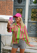 BLOUSE KATY GROEN ROZE - Hipishet